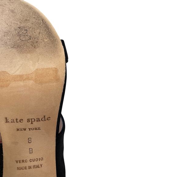 Kate Spade Black Satin Crystal Embellished Block Heel Strappy Sandal Womens 8 - Picture 8 of 8